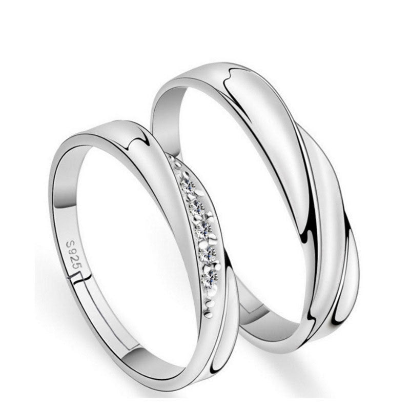 Sterling Silver Couple Rings For Women Elegant Open Design Fashion Jewelry Love Eternal Valentines Day Gift Set