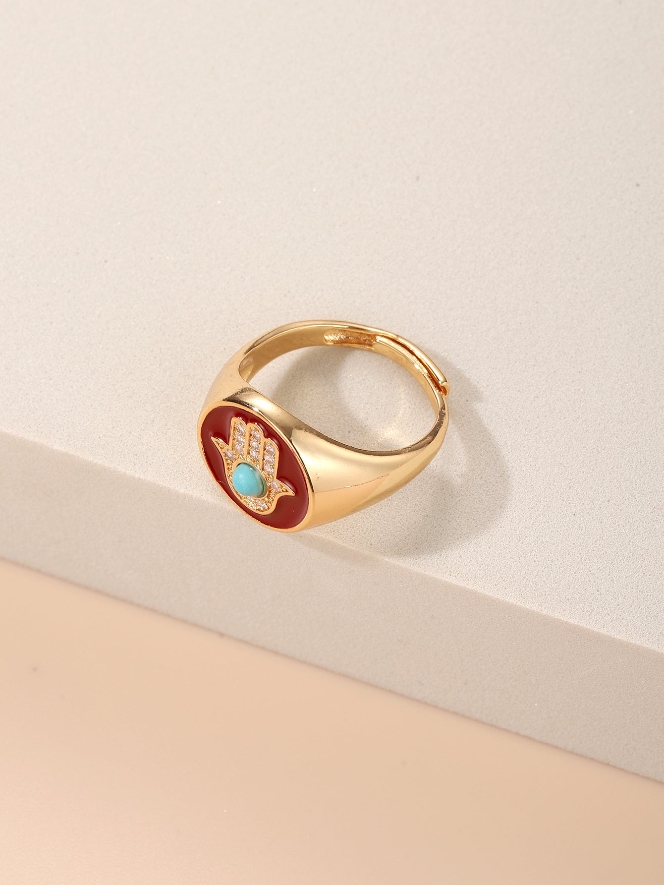 Elegant Coppery Zircon Geometric Ring for Women Electroplated Jewelry Everyday Wear Fashion Accessory Suitable