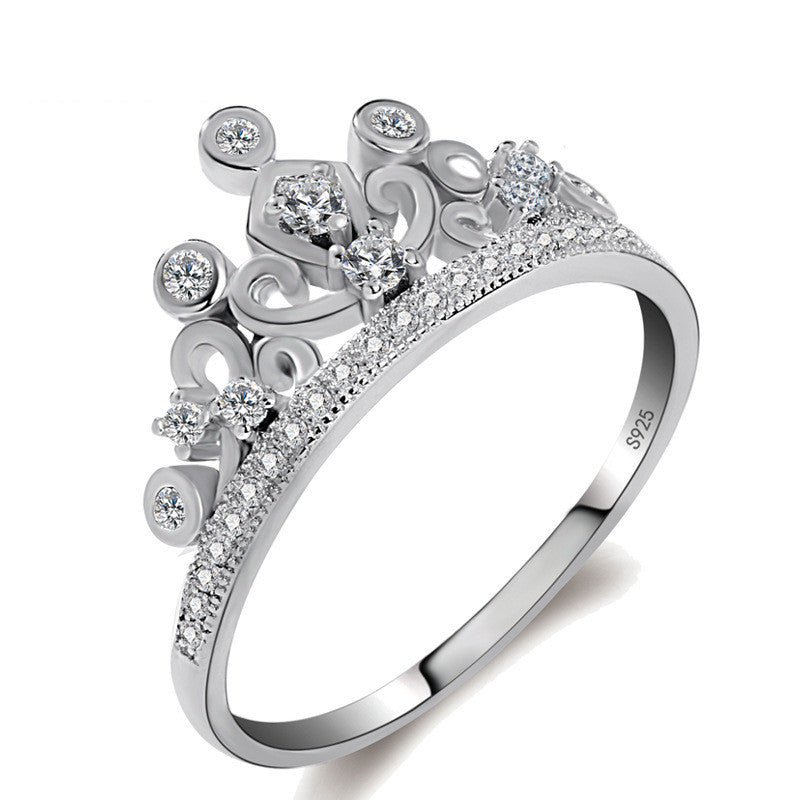 Elegant White Copper Crown Ring For Women Gift Jewelry
