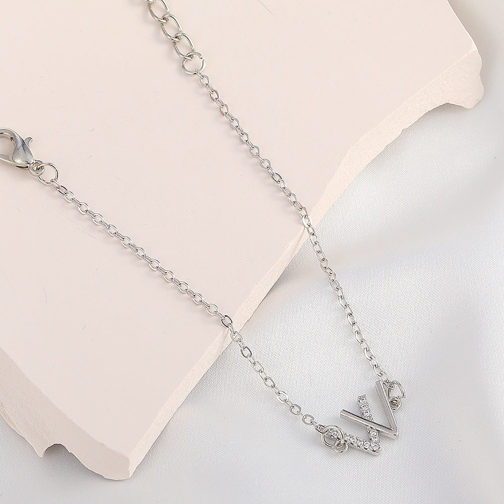 Womens Alloy Bracelet With Diamond Accent And Elegant Letter W Design Sparkling Jewelry Gift For Her For Daily Wear