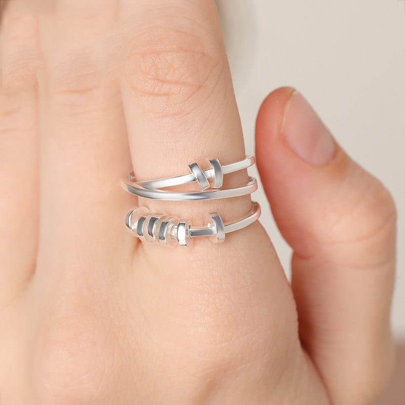 Geometric Cross Ring Electroplated Copper Korean Style Adjustable Band Ring 17mm Diameter Fashion Jewelry Everyday