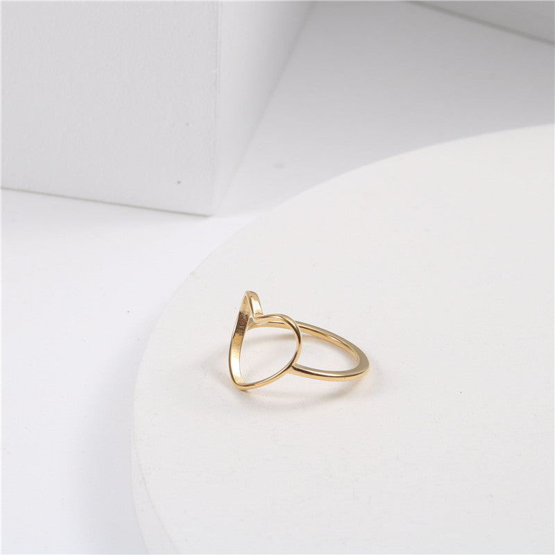 Titanium Steel Ring With 18K Gold Plating Hollow Love Heart Shaped Ring Golden No 6 A459 Golden No 7 A459 Golden No 8