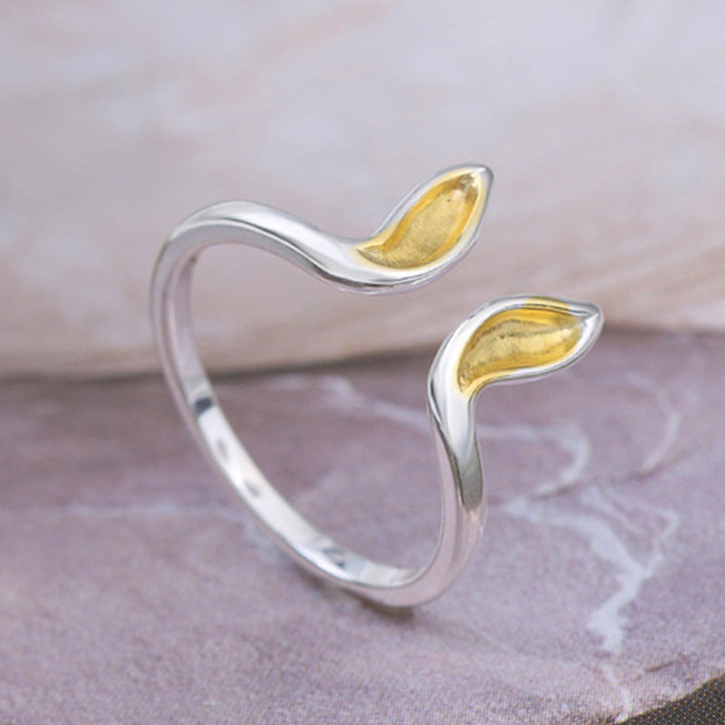 Rabbit Open Ring Two Tone Gold and Silver Animal Copper Painted Oil Jewelry for Women European Fashion Accessory