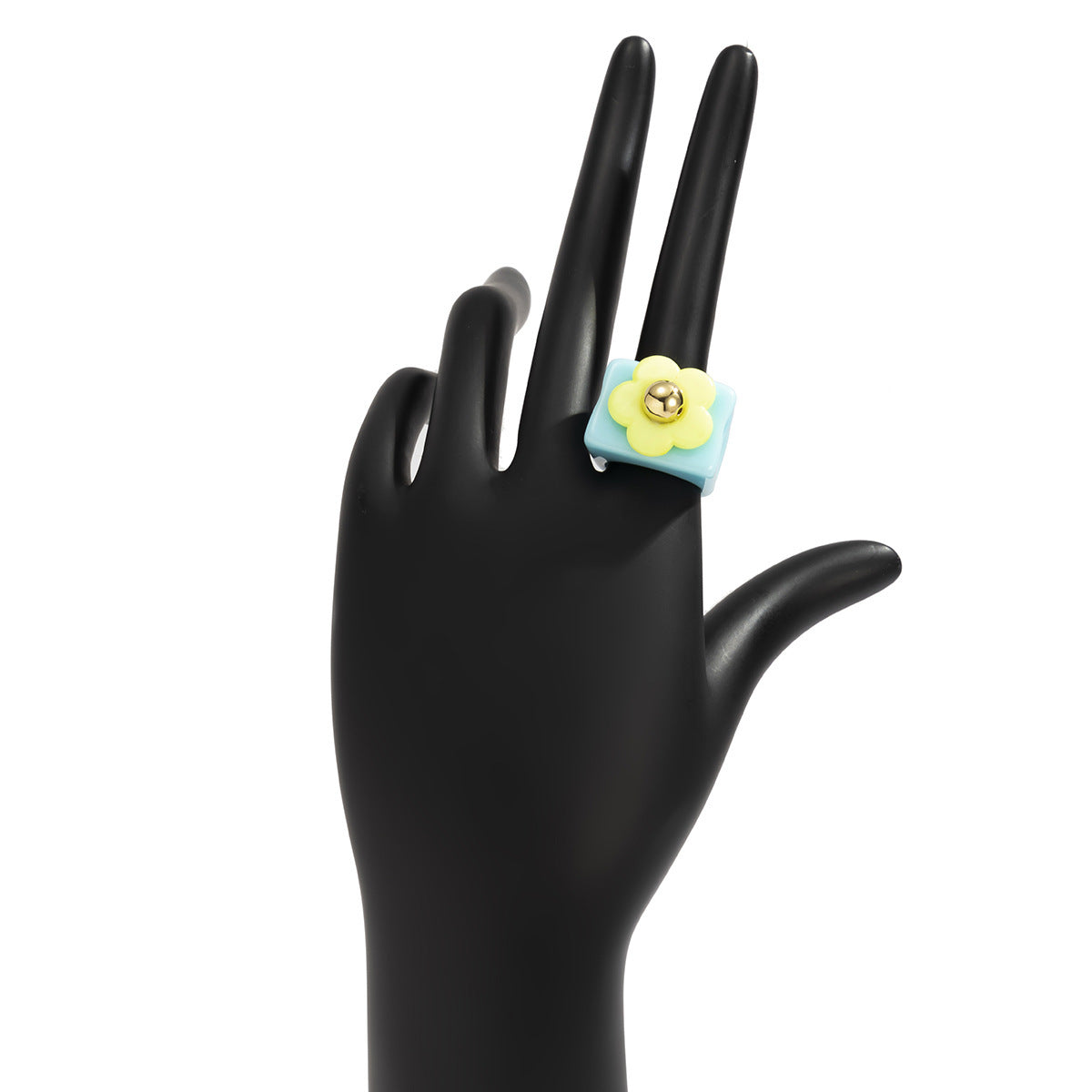 Womens Flower Resin Ring Wide Floral Statement Fashion Ring