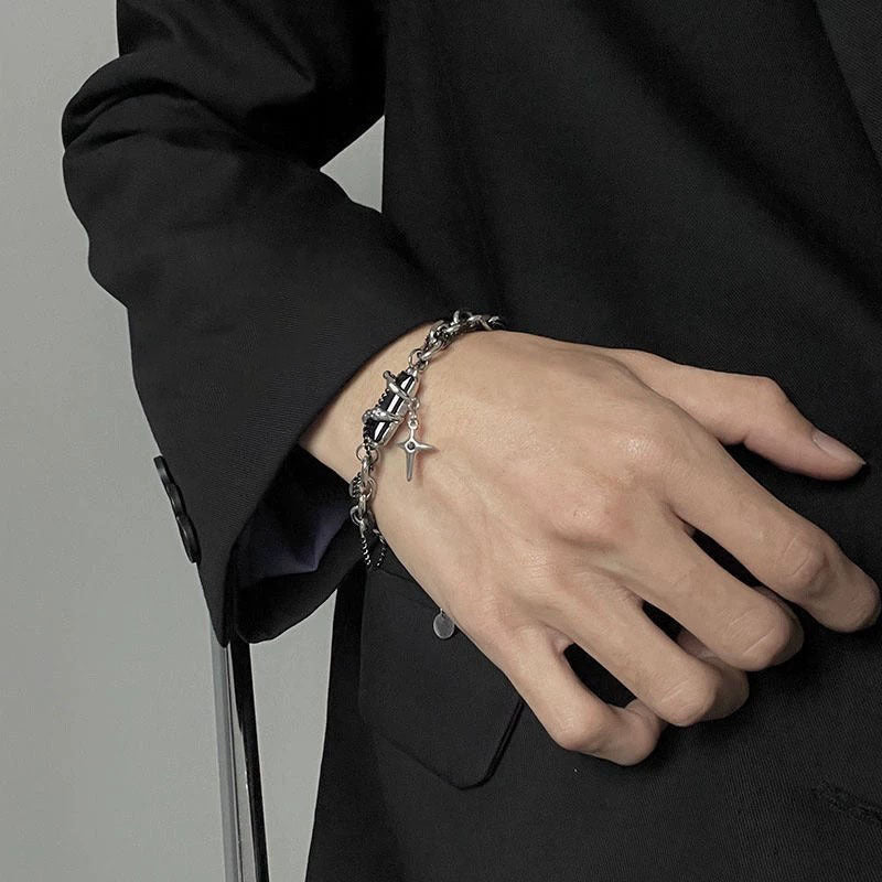 Unisex Titanium Steel Bracelet Exquisite Winding Design Diamond Shape Electroplated Finish Adjustable All Sizes