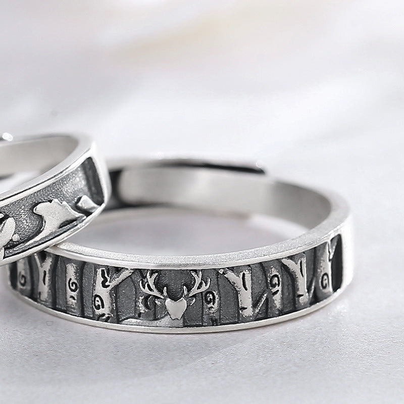 Sterling Silver Couple Rings Open Adjustable Korean Matching Bands For Him And Her Promise Jewelry Gifts Rings