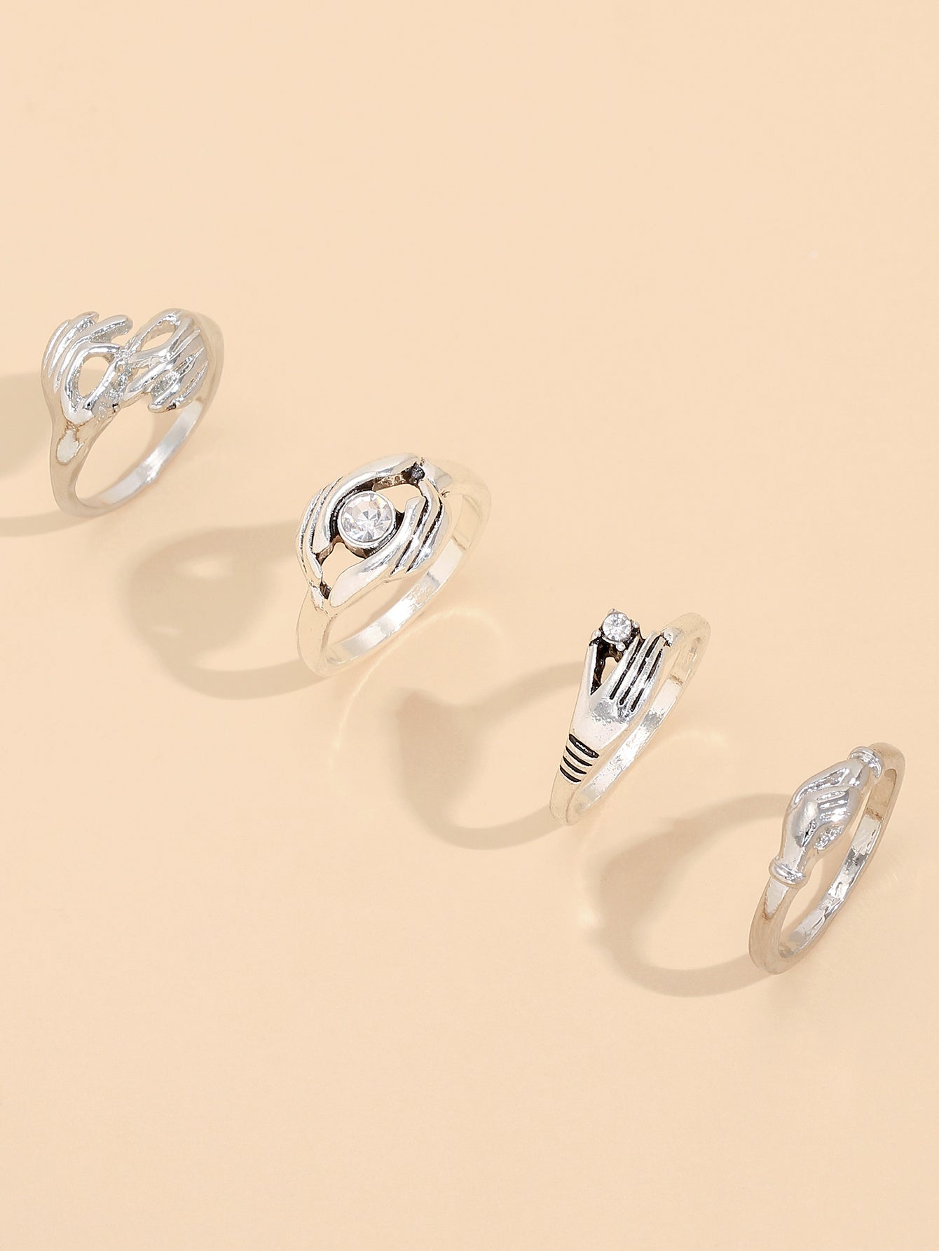 Womens Geometric Ring Set Electroplated Zinc Alloy Rings Niche Design Fashion Jewelry For Women For Daily Wear