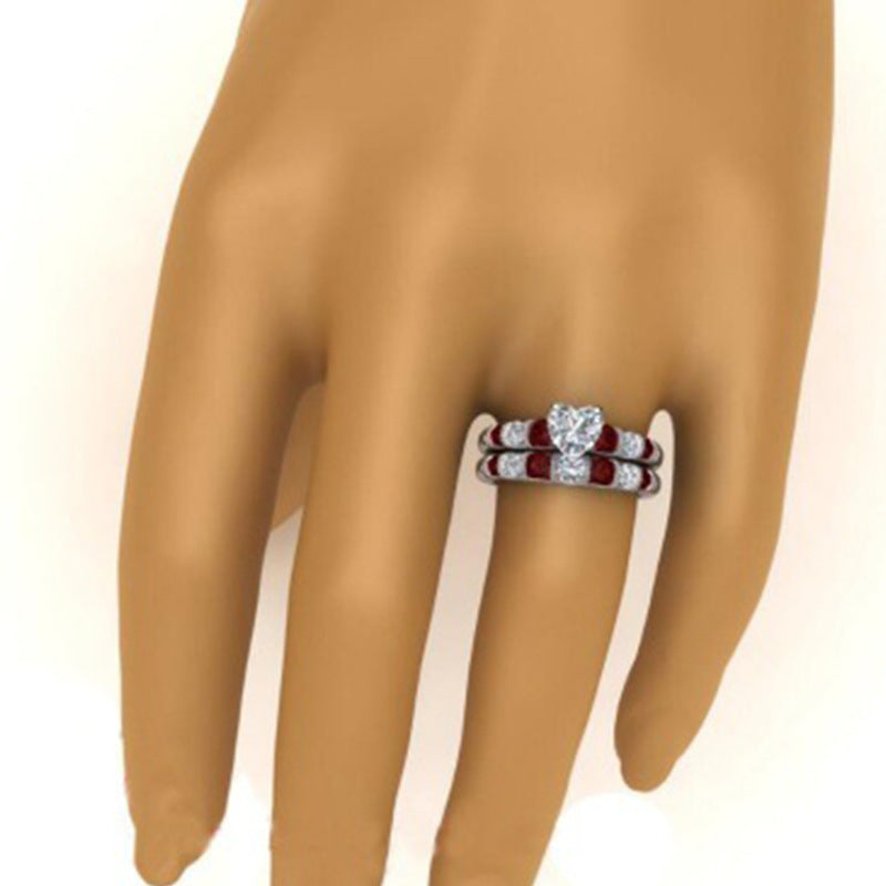 Heart Shaped Ring Set Geometric Alloy Rings For Women