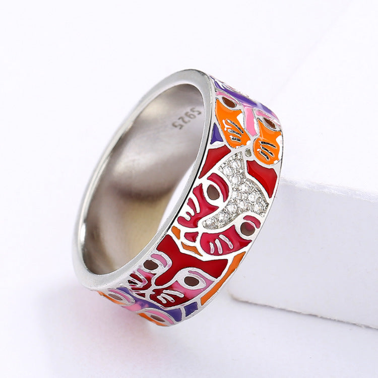 Womens Enamel Gold Plated Gemstones Ring High Quality Brass Fashion Jewelry Unique Durable Statement Accessory