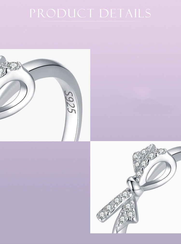 Womens Bow Ring Sterling Silver with Gold Plated Gemstones