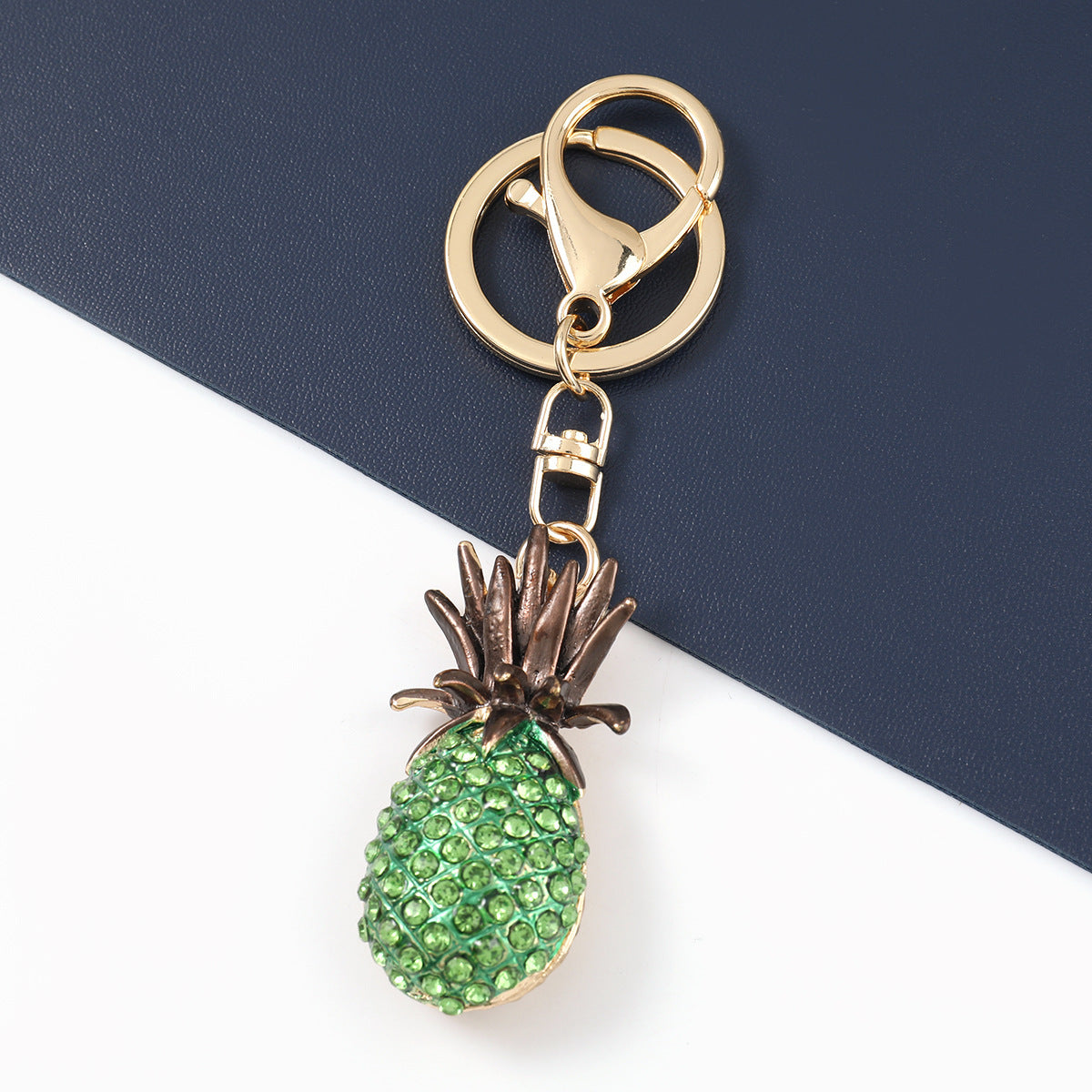 Pineapple Keychain Diamond Accents Stylish Alloy Pendant Keys Bags And More Durable Metal Construction Perfect