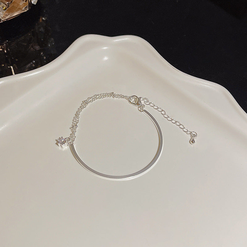 Womens Copper Bracelet With Zircon Flower Pearl Elegant Electroplated Bracelet Affordable Jewelry Gift For Her