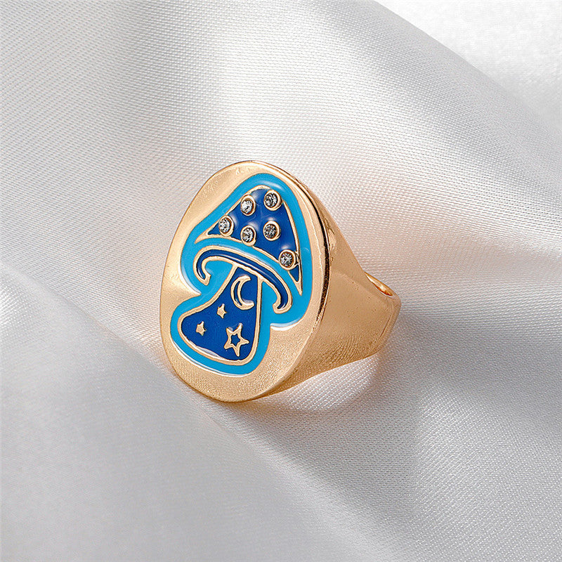 Geometric Alloy Ring For Women Dripping Mushroom Design