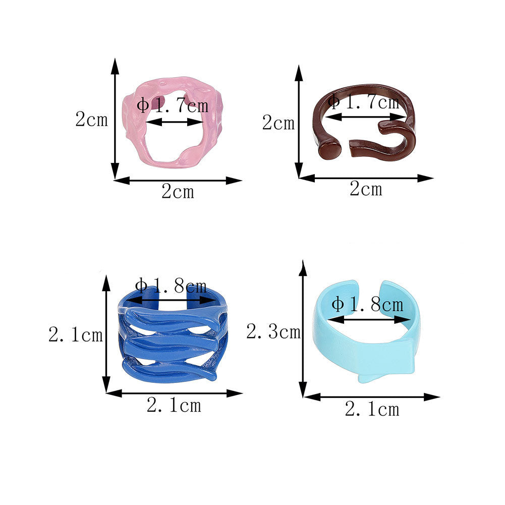 Geometric Question Mark Rings Set Four Adjustable Alloy