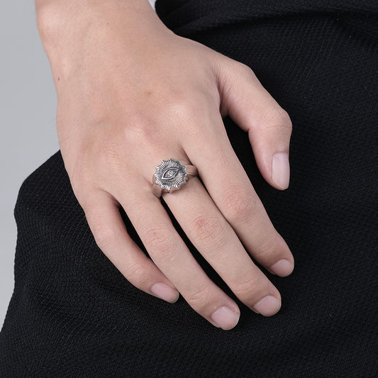 Vintage Style Stainless Steel Eyes Ring For Men Geometric Design Fashion Accessory Casual Wearable Jewelry Gift