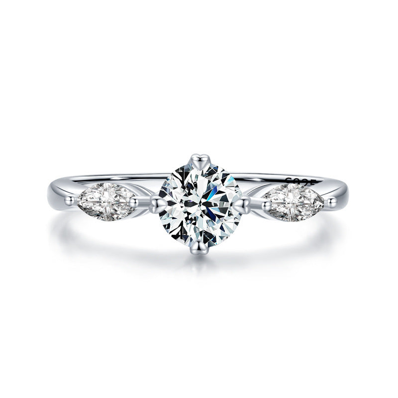 Womens Sterling Silver Ring With Gold Plated Accents Four Claw Design Gemstone Inlay Gift Gift For Special Day