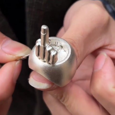 New Funny Creative Vertical Middle Finger Ring For Women Alloy Geometry Fashion Jewelry Type Ring Inlay Female