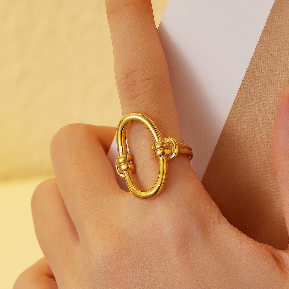 Womens Titanium Steel Stackable Rings with Micro Inlaid Zircon Geometric Round Design Jewelry For Everyday Use