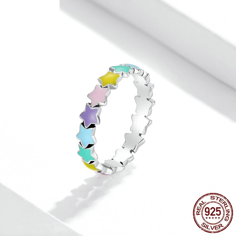 Sterling Silver Five Point Star Ring For Women And Girls European American Gift Individually Packaging Holiday