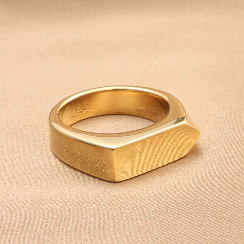 Titanium Steel Polished Rectangular Ring For Men Vintage Style Stainless Steel Accessory Modern Everyday Style