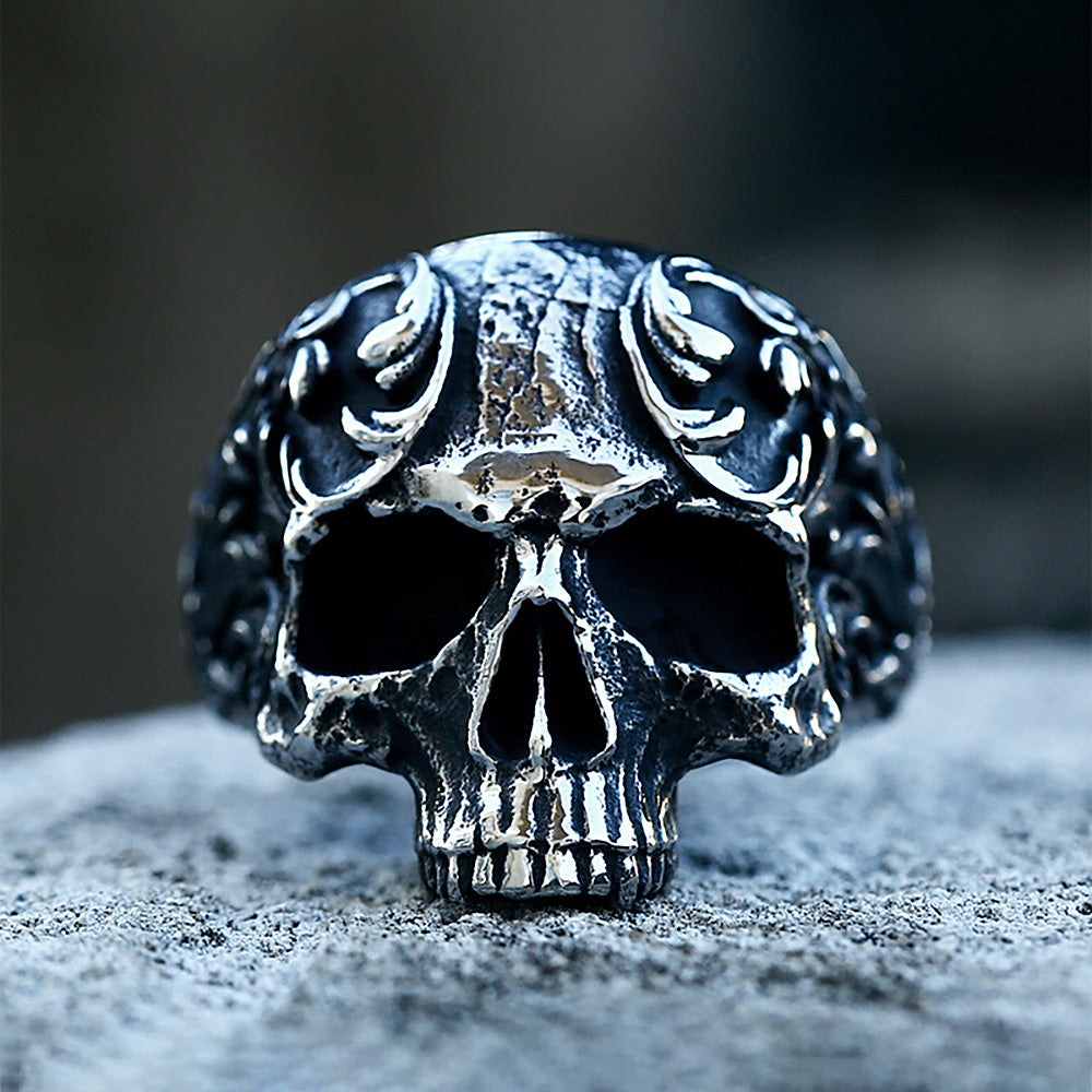 Domineering Skull Ring For Men In Stainless Steel Punk Style Polished Finish Jewelry For Daily Wear Gift Ideas