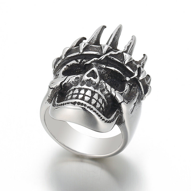 Mens Titanium Steel Skull Ring Bold Rock Style Biker Jewelry Gothic Accessory Durable Quality Statement Pieces