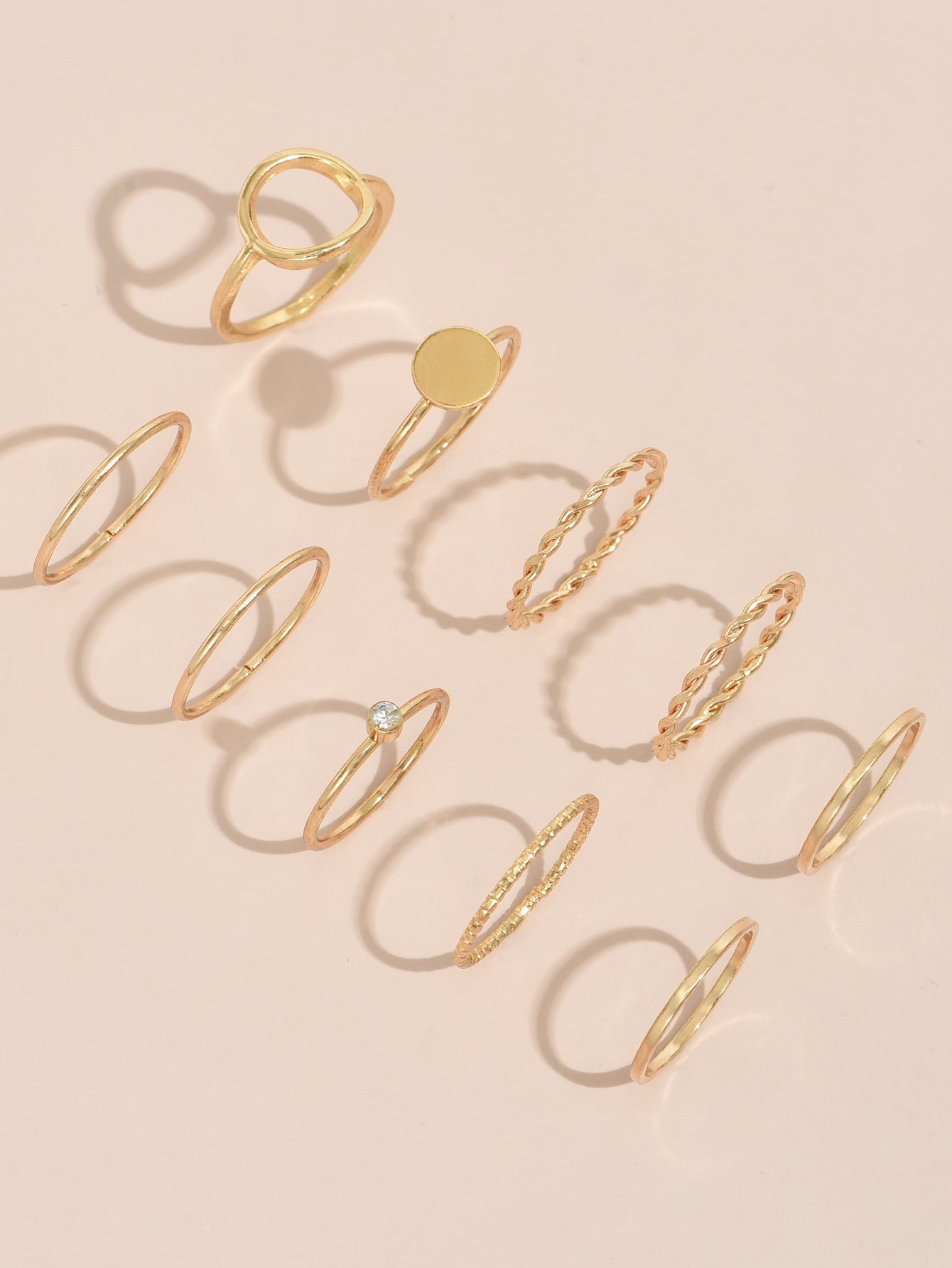 Womens Geometric Metal Ring Set Trendy Fashionable Design Statement Jewelry Accessory And Gift For Her Collection