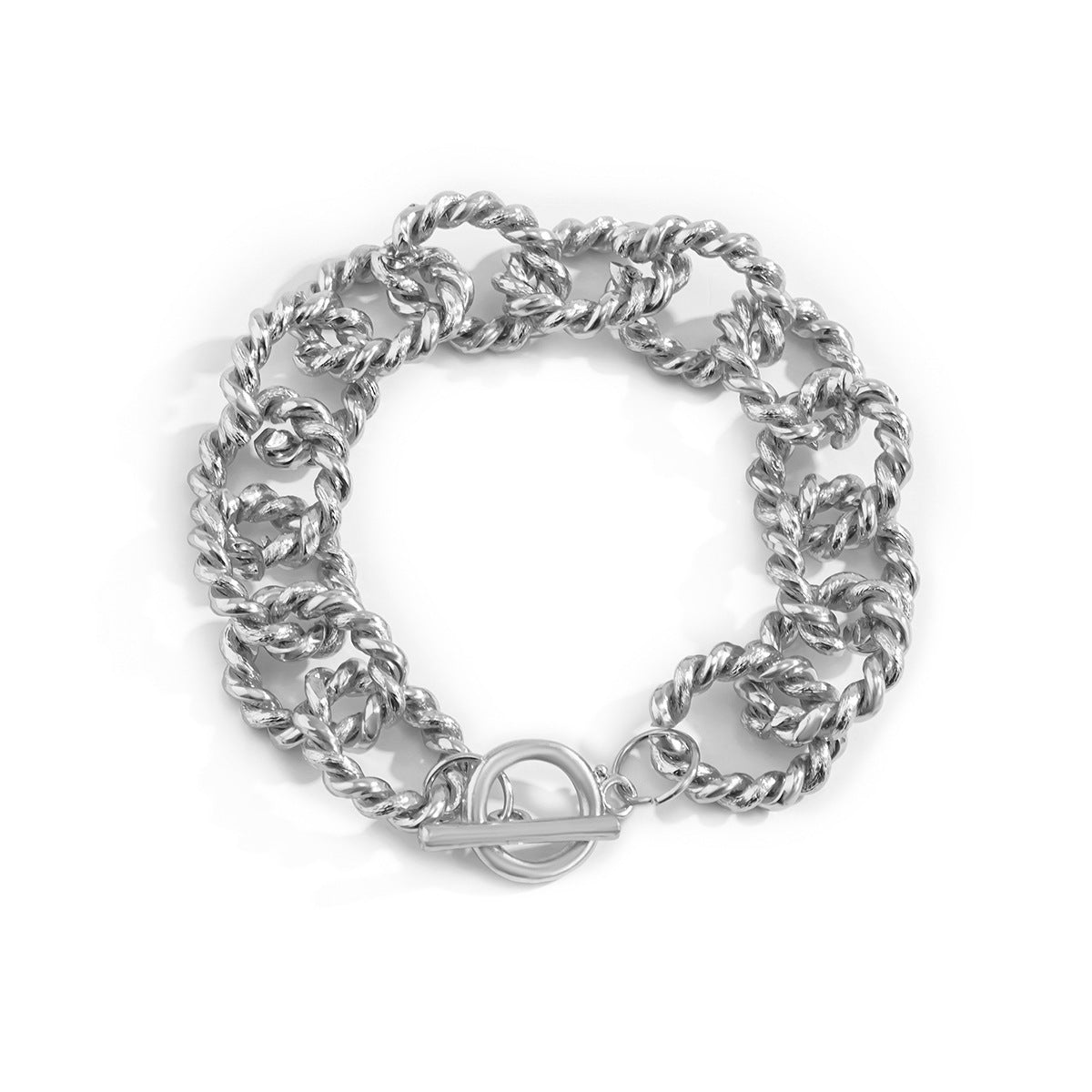 Geometric Design Womens Bracelet Hollow Thick Chain Electroplated Finish Alloy Aluminum Jewelry Fashion Accessory