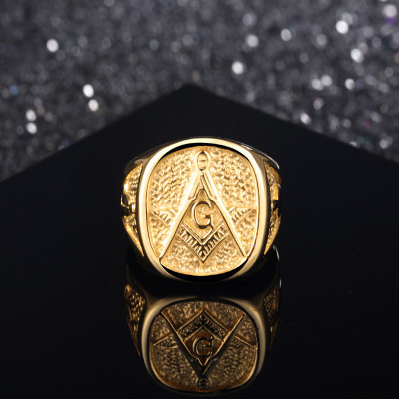 Geometric Electroplated Alloy Ring for Unisex European American Style Punk Rock Jewelry Bold Eye Catching Look