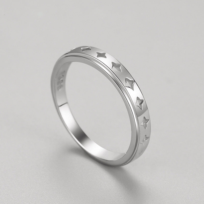 Womens 925 Sterling Sterling Simple Hollow Band Gold Plated With Artificial Gemstones Lightweight Electroplated