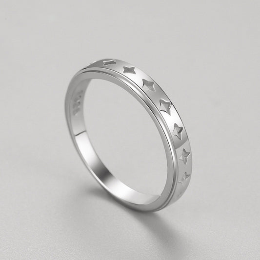 Womens 925 Sterling Sterling Simple Hollow Band Gold Plated With Artificial Gemstones Lightweight Electroplated