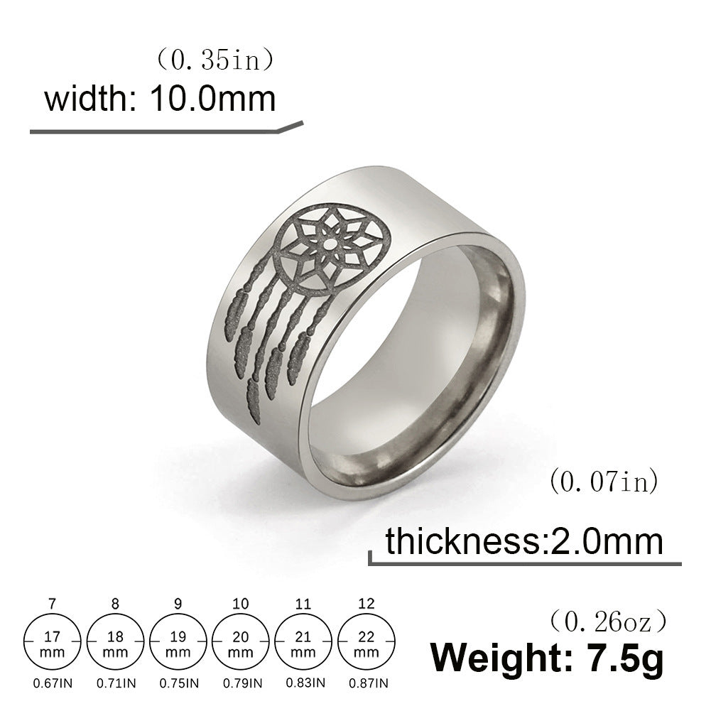 Exotic Ring Stainless Steel Corrosion Resistant Hanging Tassel Flower Pattern Double Ring Design Steel Or Gold