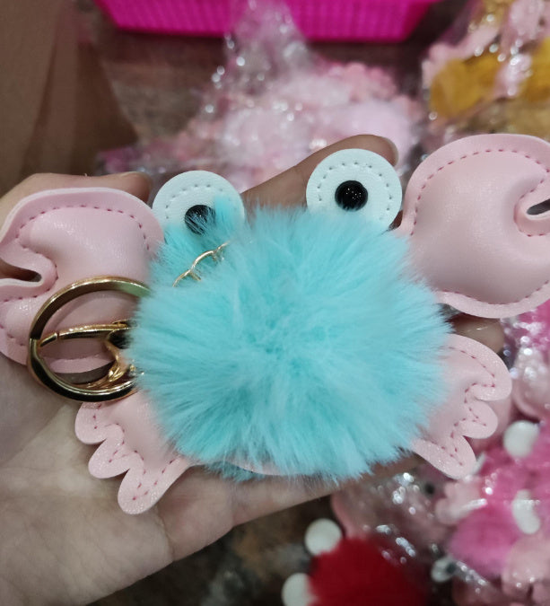 Crab Keychain Adorable Cartoon Crab Pendant Sewn Faux Leather Accessory Cute Crab Design Perfect Gift Great Gift