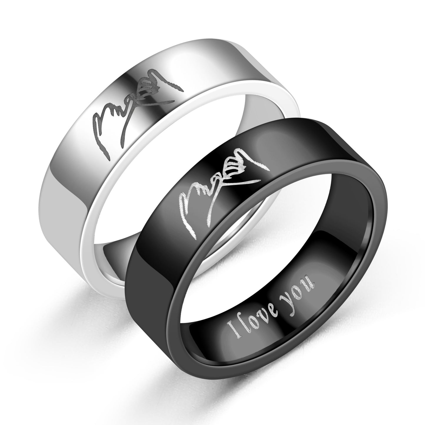 Titanium Steel Couple Rings Set Geometric Band Design For Him And Her Promise Wedding Engagement Couples Daily