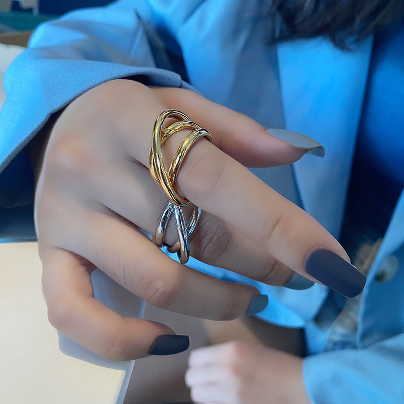 Unisex Adjustable Silver Plated Braiding Geometric Knuckle Ring Fashion Jewelry Gift For Size Adjustable Start