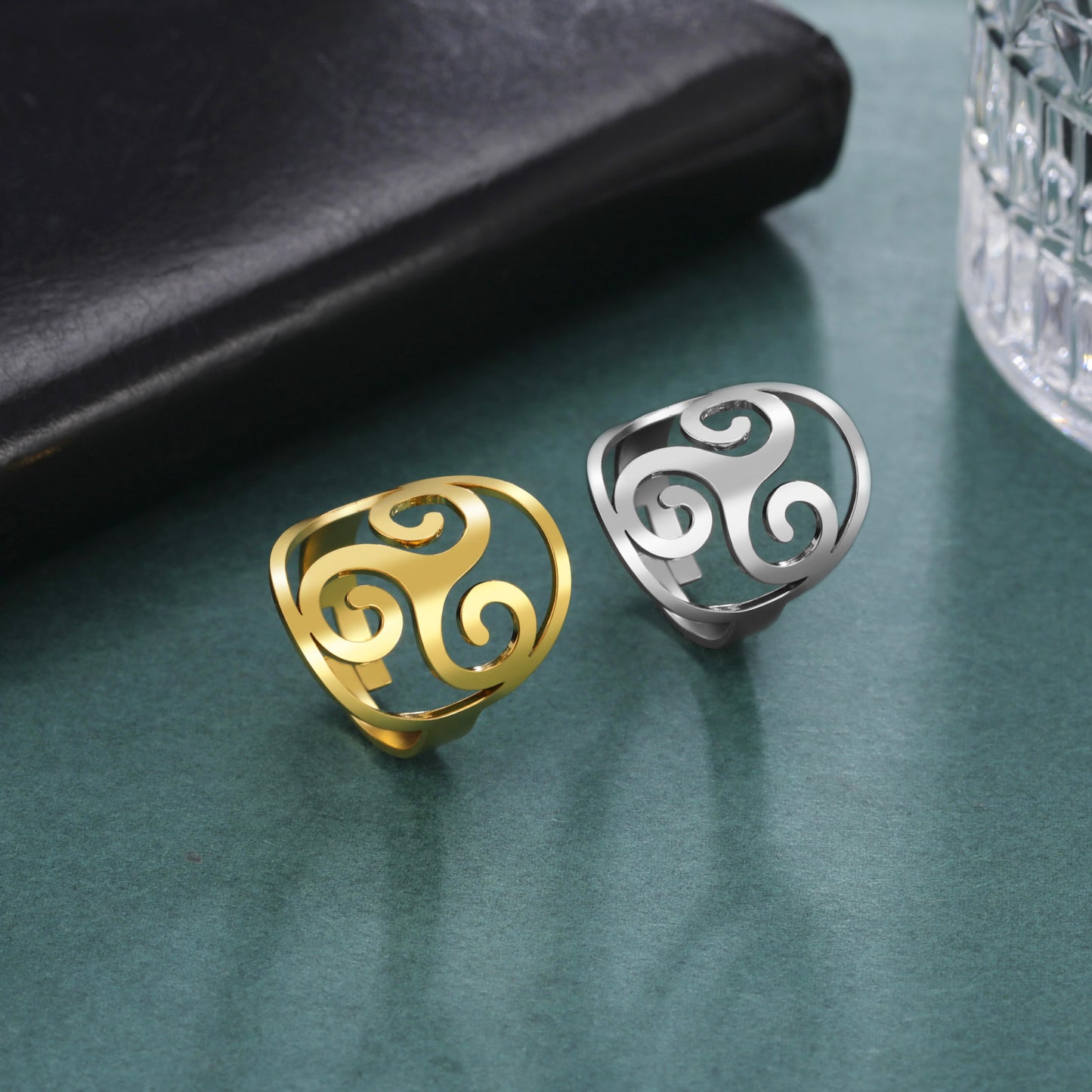 Unisex Titanium Steel Ring Hollow Design Electroplated Lightweight Durable Band for Men and Women Everyday Use