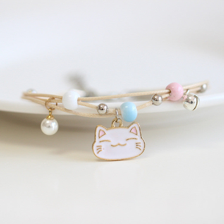 Womens Hand Knitted Charm Bracelet Hand Woven Alloy Moon Cat Design For Girls And Friends Gifts For Moms Gifts Style