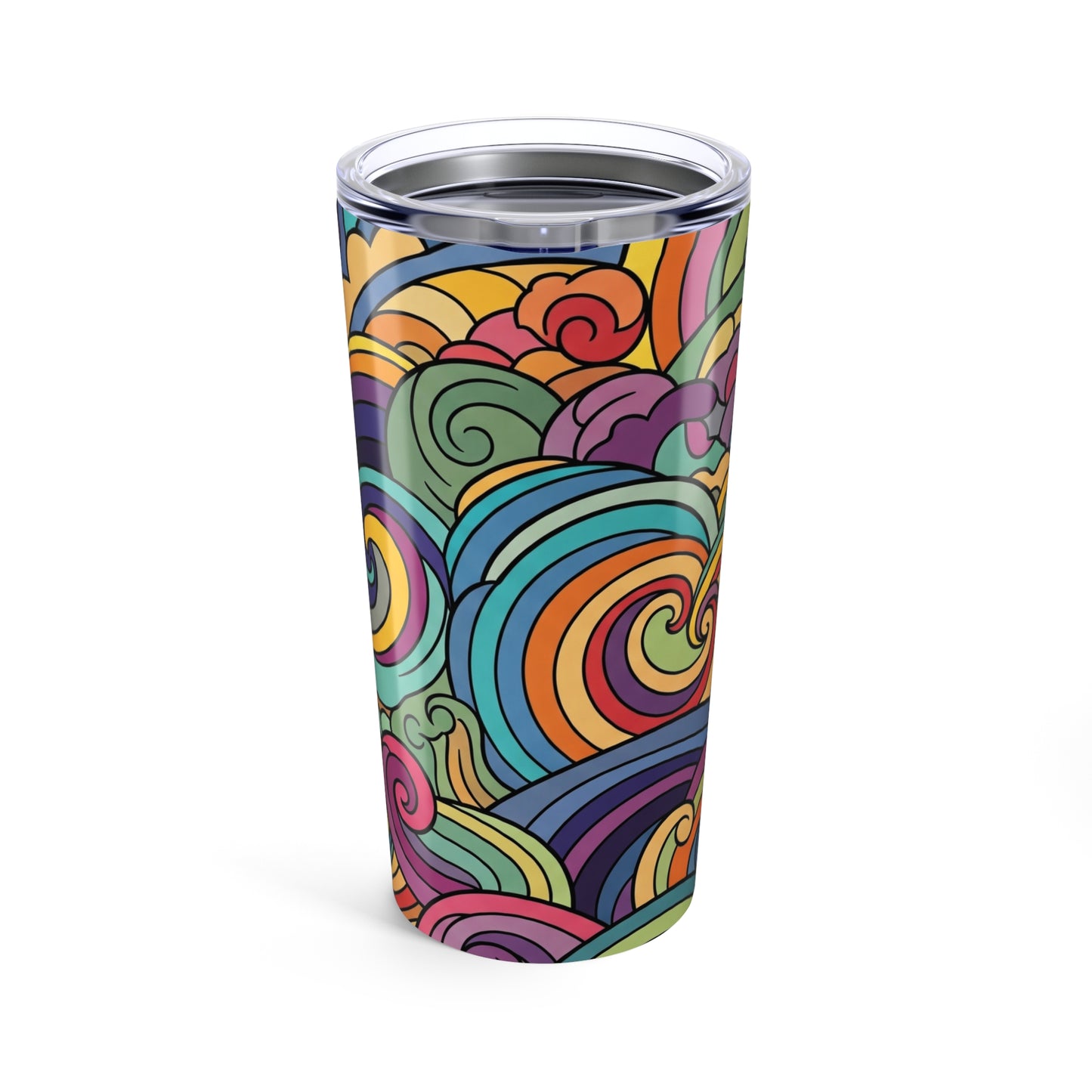 20 Oz Stainless Steel Tumbler With Vacuum Insulation Double Wall Spill Resistant Printed Design For Hot Or Cold