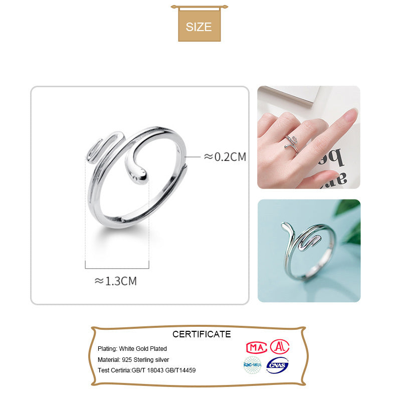 Silver Snake Ring For Women Korean Style Temperament Jewelry Fashionable Ring For Girls For Daily Wear Classic