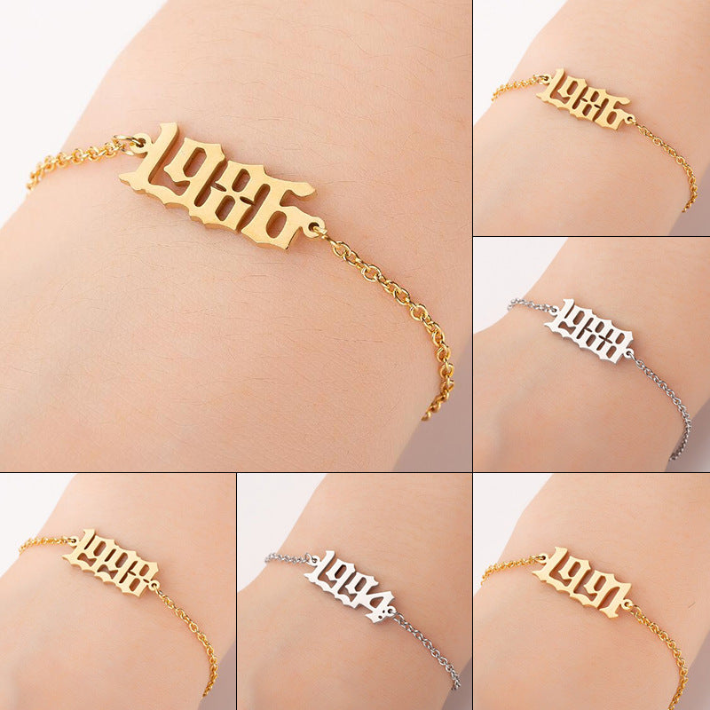 Womens Stainless Steel Bracelet Korean Fashion Design Natal Year Personalized Travel Souvenir Gift Gold Tone