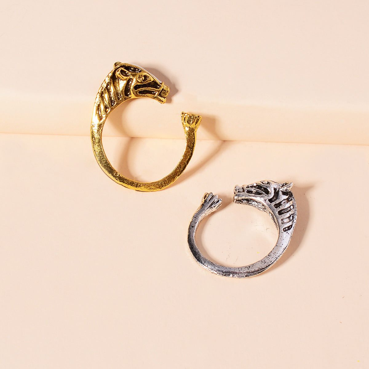 Horse Head Ring Diamond Alloy Animal Ring Zodiac Themed European American Gift Anniversary Celebration Jewelry