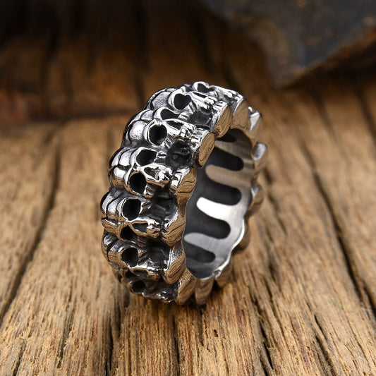 Mens Skull Shape Ring Punk Fashion Titanium Steel Electroplated Durable Statement Jewelry Accessory Collection