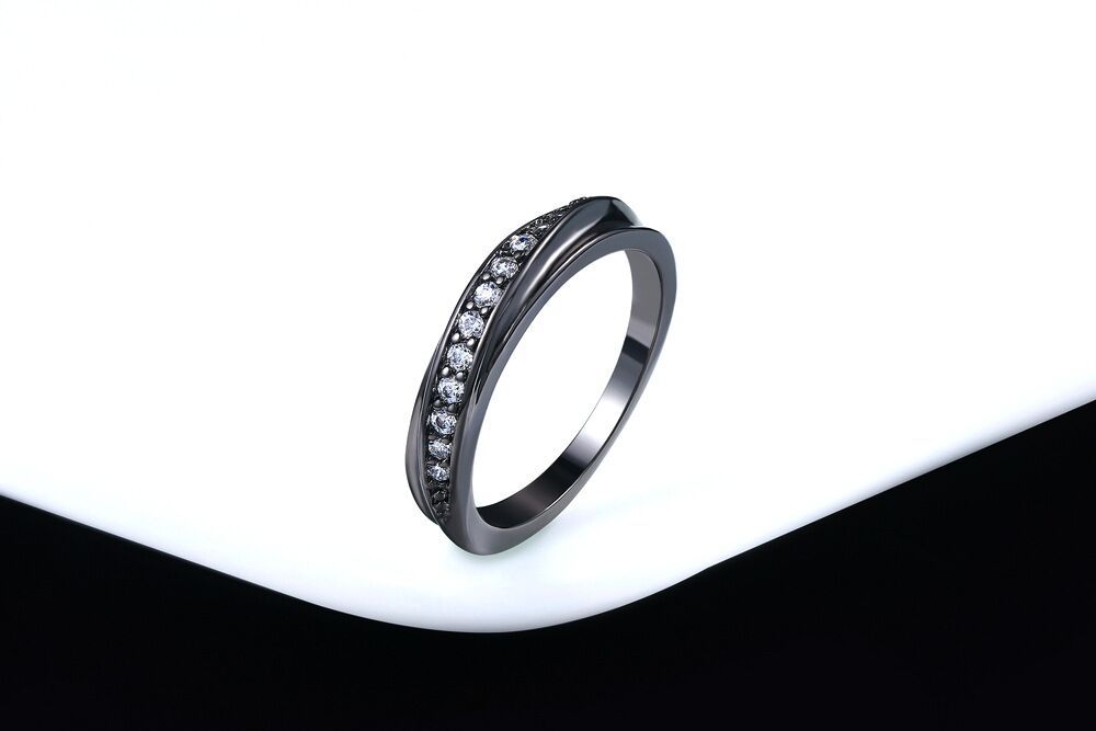 Womens Ring Korean Fashion Single Diamond Ring Micro Paved Zircon Rose Gold Plated Copper Ring Elegant Jewelry