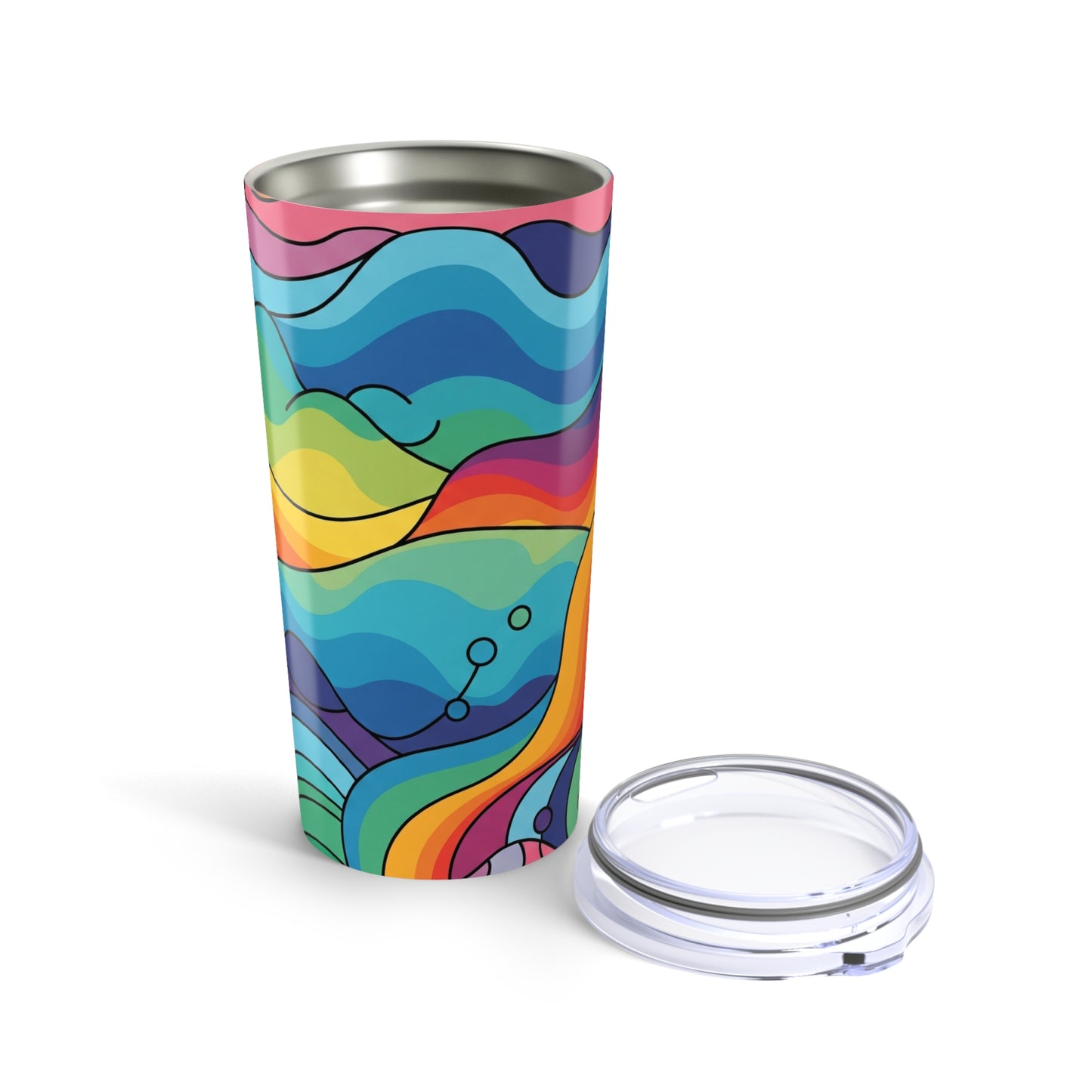 20Oz Stainless Steel Travel Mug With Printed Design Double Wall Vacuum Insulation Spill Resistant Durable Tumbler