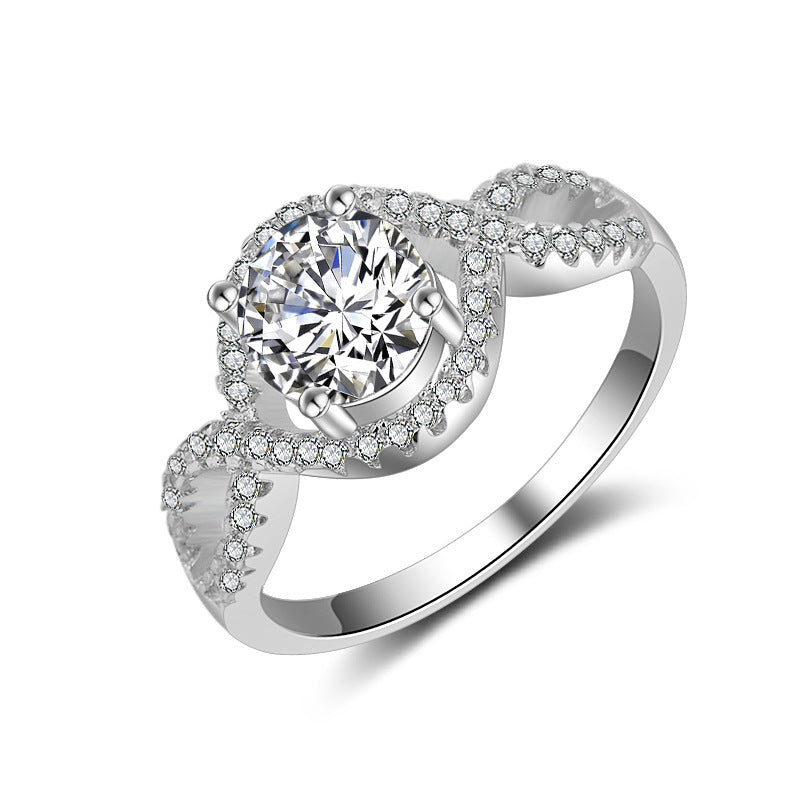 Zircon Moissanite Ring for Women Fashion Wedding Bride in White Copper Nepalese Style with Elegant Shine Today