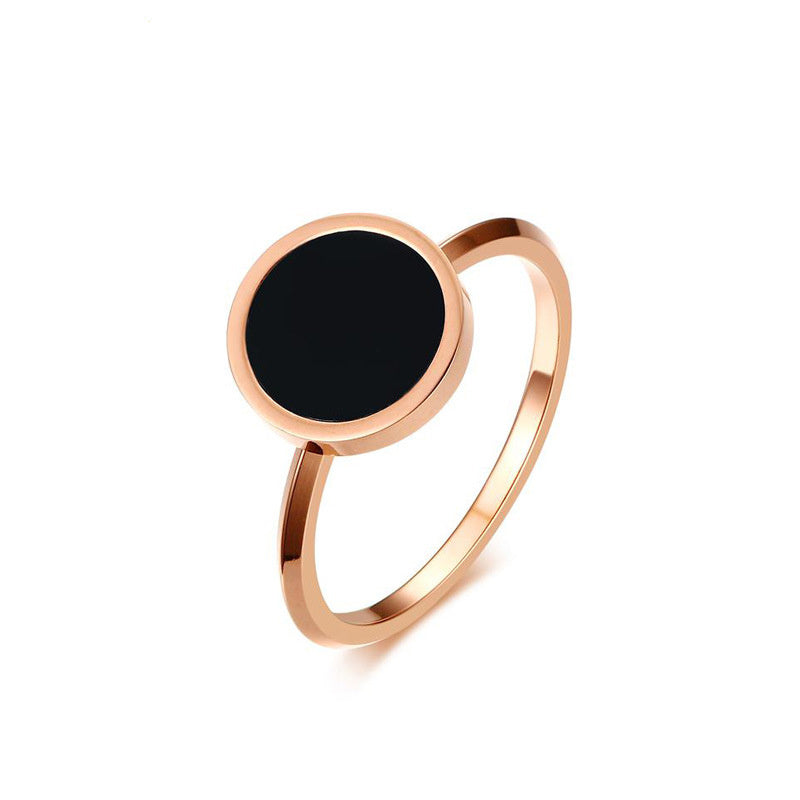 Geometric Titanium Steel Epoxy Ring For Women Jewelry