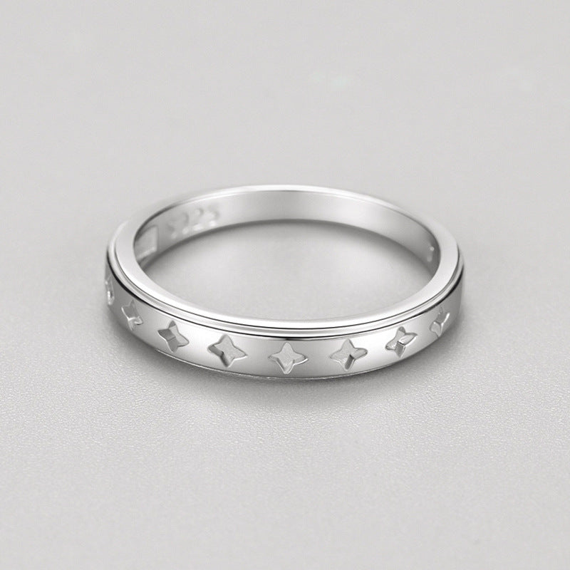 Womens 925 Sterling Sterling Simple Hollow Band Gold Plated With Artificial Gemstones Lightweight Electroplated