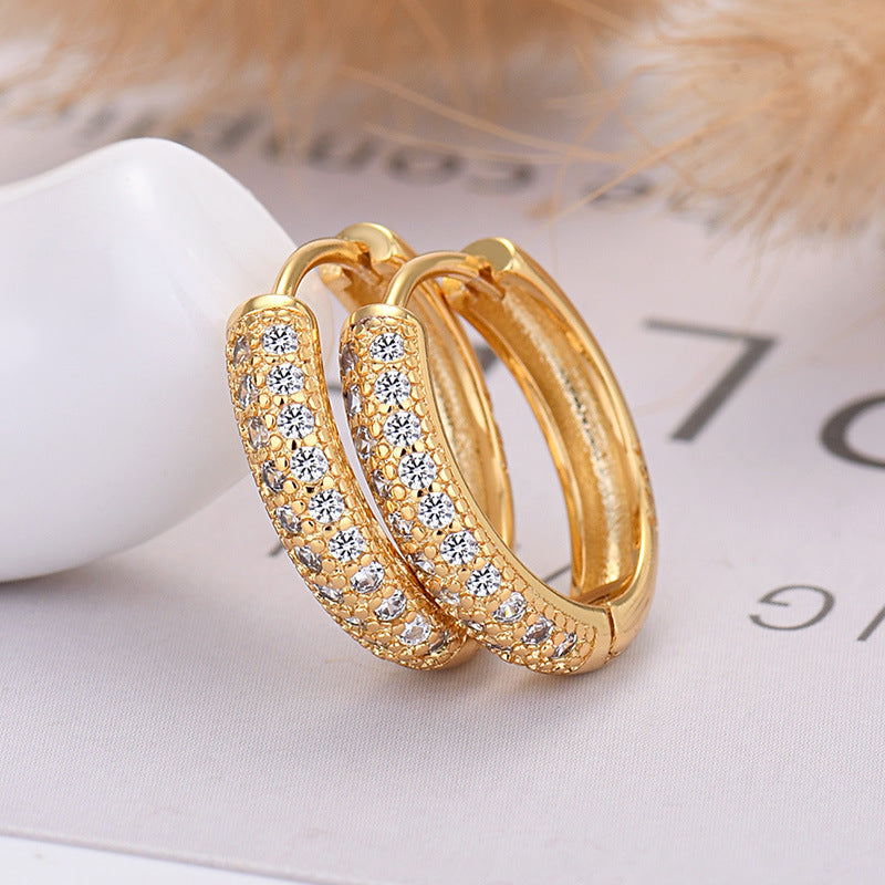 Diamond Zircon Circle Earrings Silver 925 Needle Posts Unisex European Style Elegant Jewelry Fine Craftsmanship Sparkle