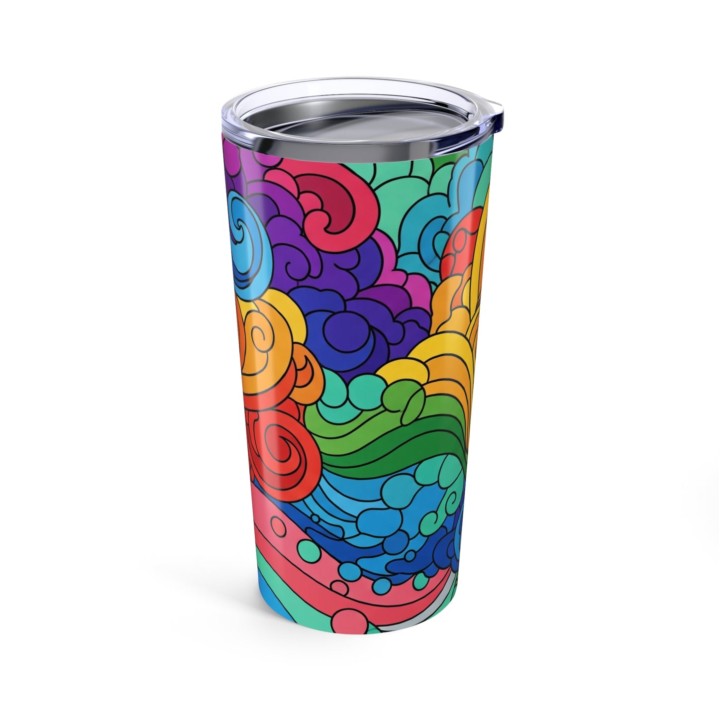 20oz Stainless Steel Tumbler With Printed Design Double Wall Vacuum Insulated Spill Resistant Durable Travel Mug