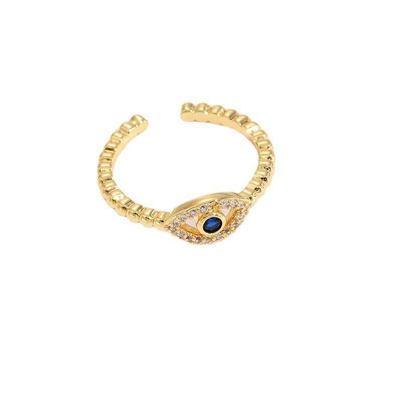 Womens Blue Eyes Copper Ring Water Drop Shape Electroplated Jewelry Trendy Unique Design Fashion Accessory Ring